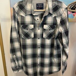 American Eagle Plaid Button-Up Shirt Womens western rodeo casual